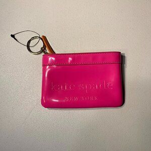 Kate Spade Magenta and Orange Patent Leather zip pouch EUC